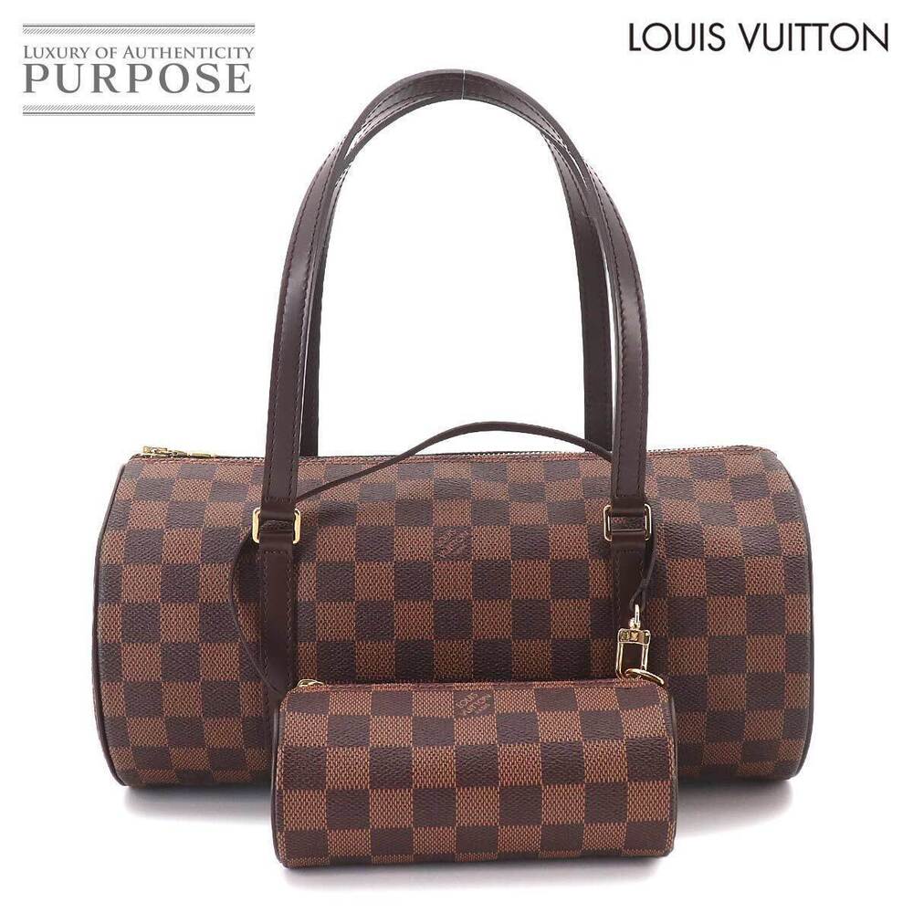 Louis Vuitton Papillon Damier Top Handle Bag Canvas Leather Ebene Brown